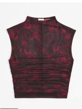 Abercrombie & Fitch Burgundy Floral Mock Neck Tank
